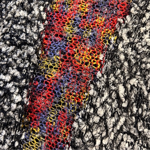 Oversized Boxy Knit Art To Wear Mixed Media Eyelash Fringe Sweater Top One Size - Picture 7 of 15